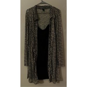 Dress with Floral Long-Sleeve Button-Up Cardigan